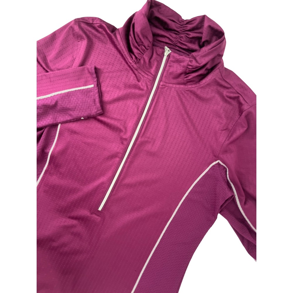 Chase 54 Womens Magenta Quarter Zip Long Sleeve Golf Top Back Pocket‎ Medium